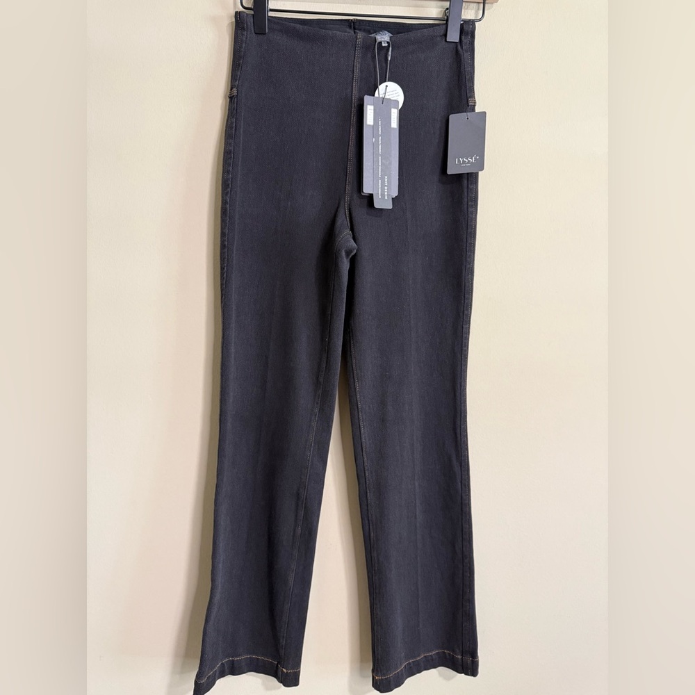 Lysse Black High-Waisted Pants in Midtown Black denim baby boot